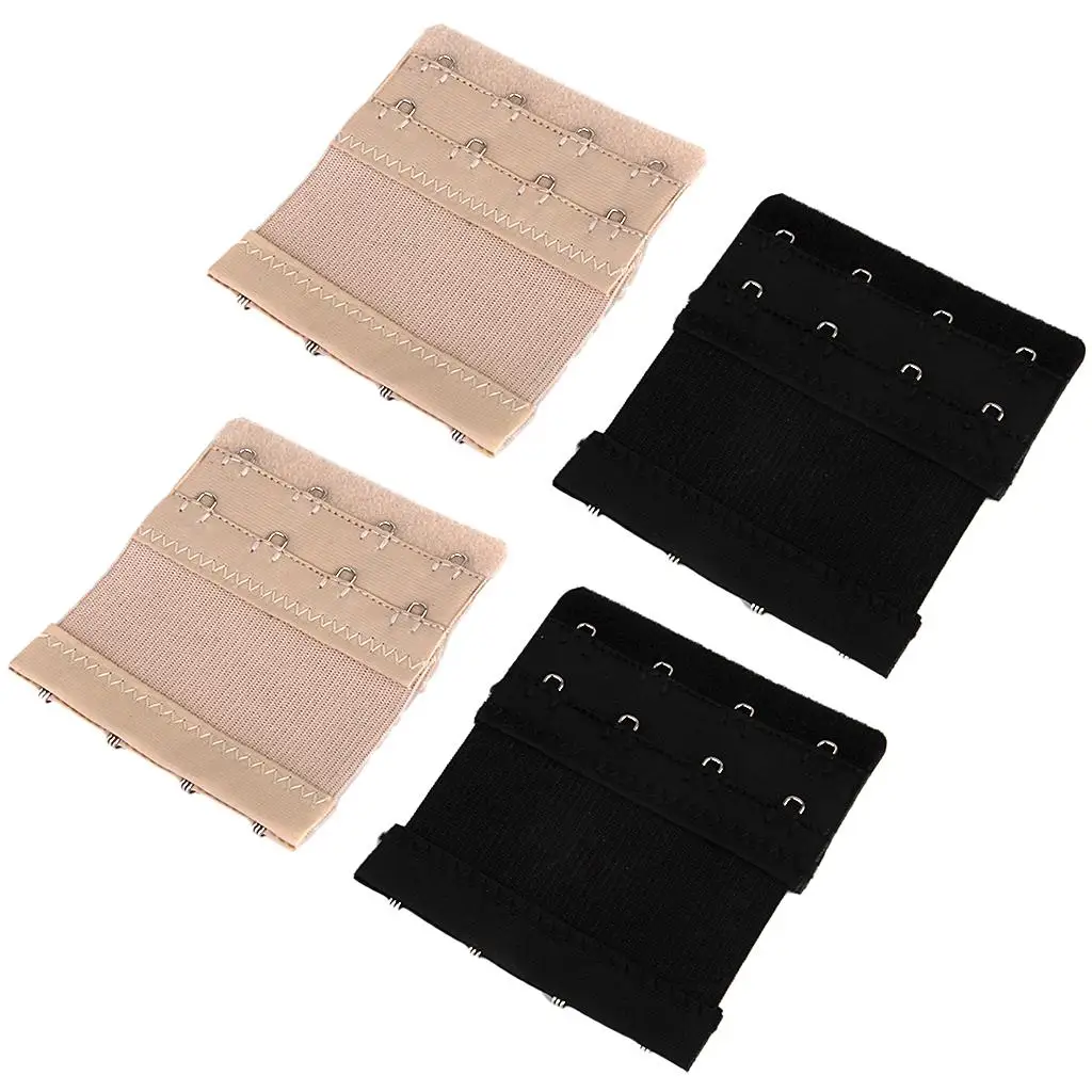 4 Pieces 4 Hooks 2 Rows Bra Elastic Extender Strap Bra Extension