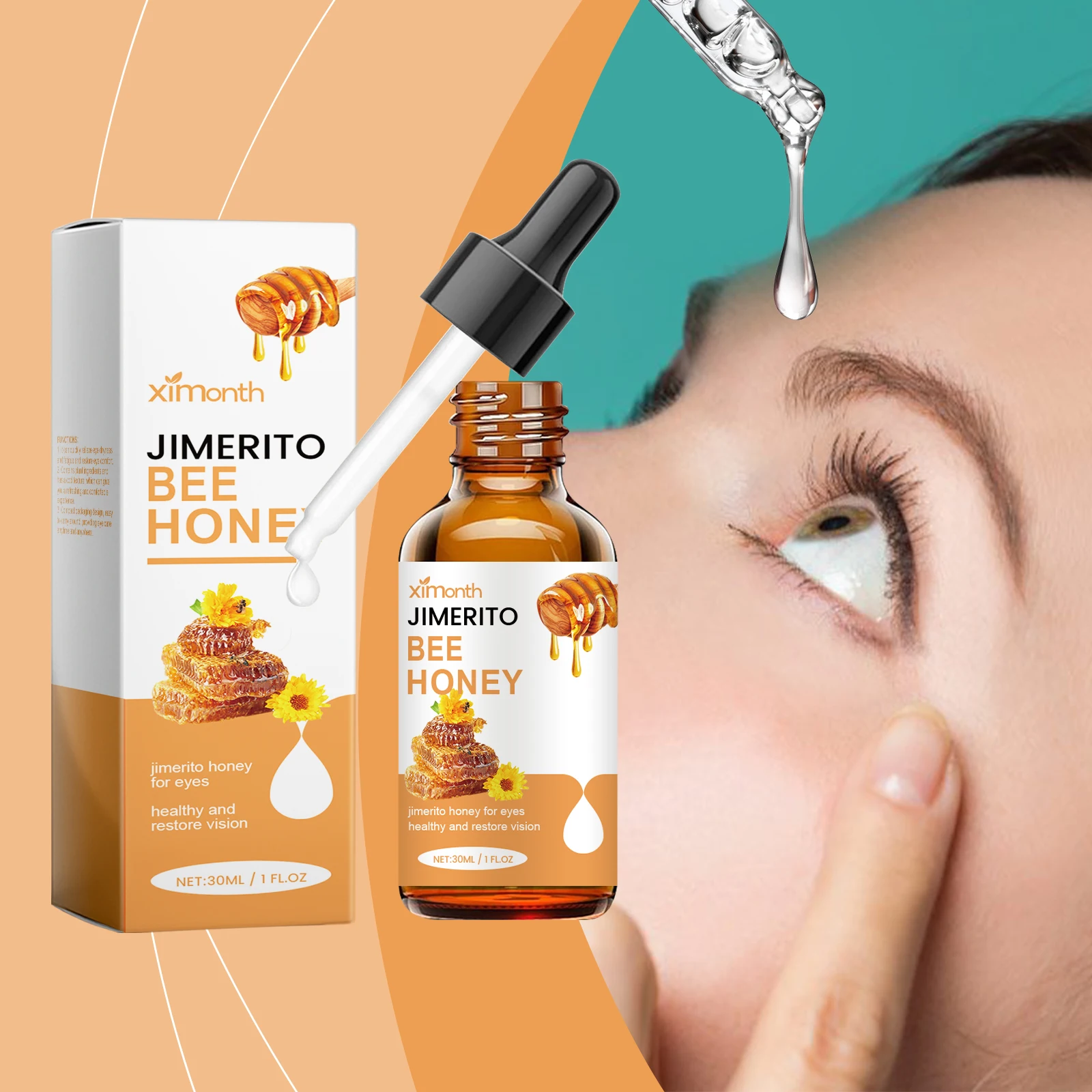 

Очищающий и увлажняющий раствор для глаз Honey Eye Care Solution, снимает сухость и дискомфорт, комфортные глазные капли для ухода.