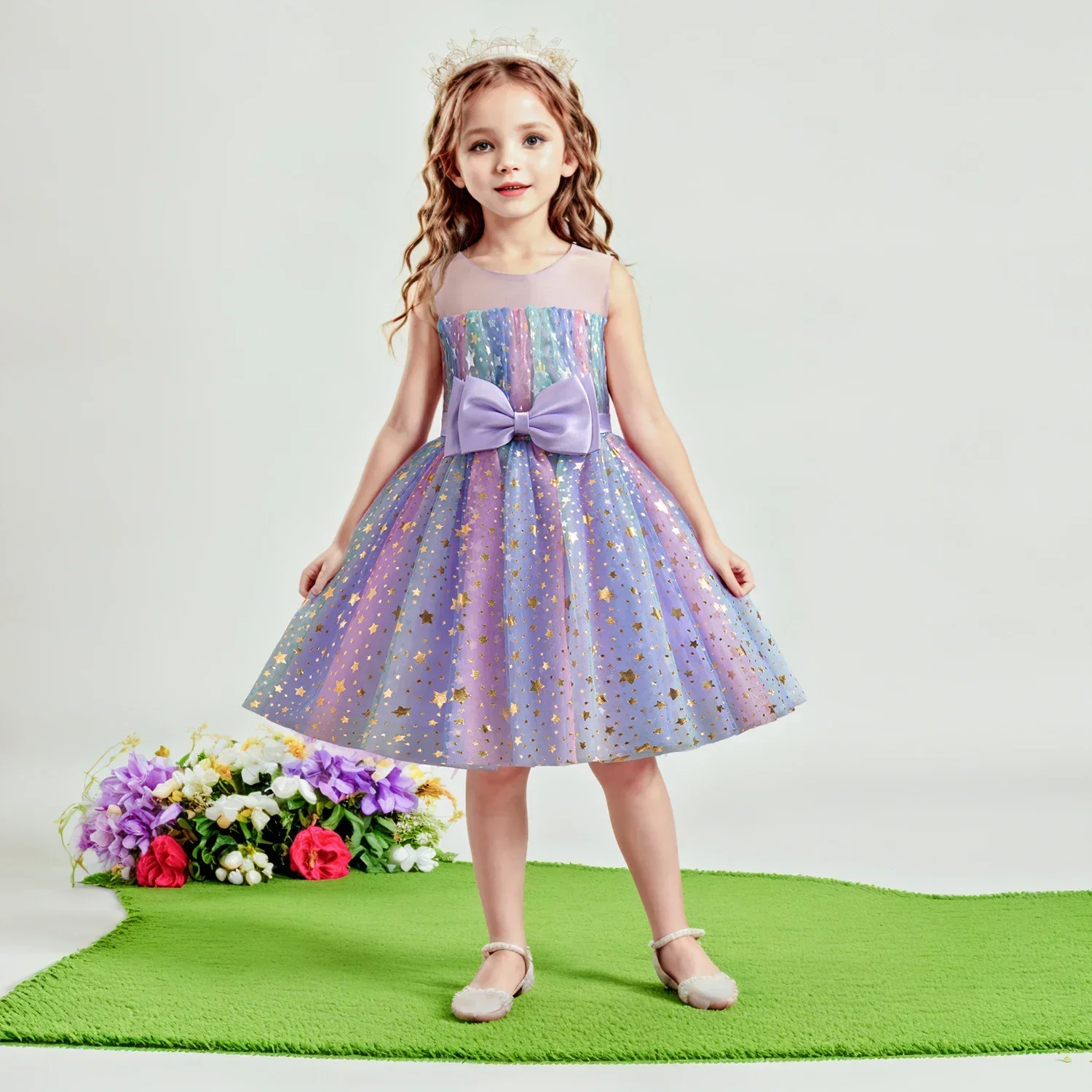 Girls Rainbow Unicorn Princess Dress Tutu Prom Gown for Kids 3-8Y Children Clothes Weddling Evening Formal Party Pageant Vestido