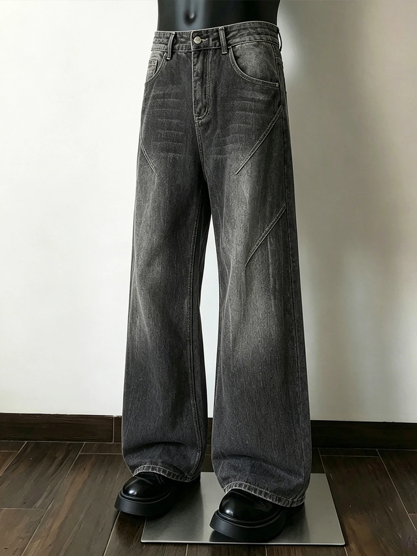 Cleanfit Men's High Waist Straight Leg Jeans Knife  Washed out Style Slimming Effect Casual Summer Denim Pants