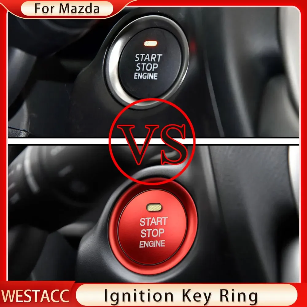 Car Engine Start Stop Switch Button Ignition Key Ring Cover Sticker Trim for Mazda CX5 CX3 CX4 Cx-3 3 6 Axela Atenza Accessories