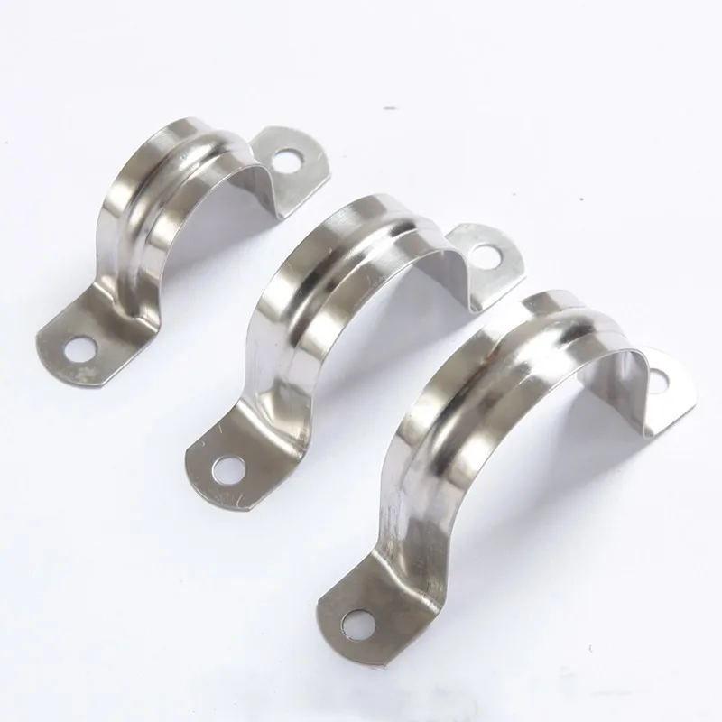 5/10Pcs 304 Stainless Steel Thickened Ohm Tube Card U Type Water Pipe Clamp Pipe Card Horseback Saddle Clamp Throat Hoop Bracket