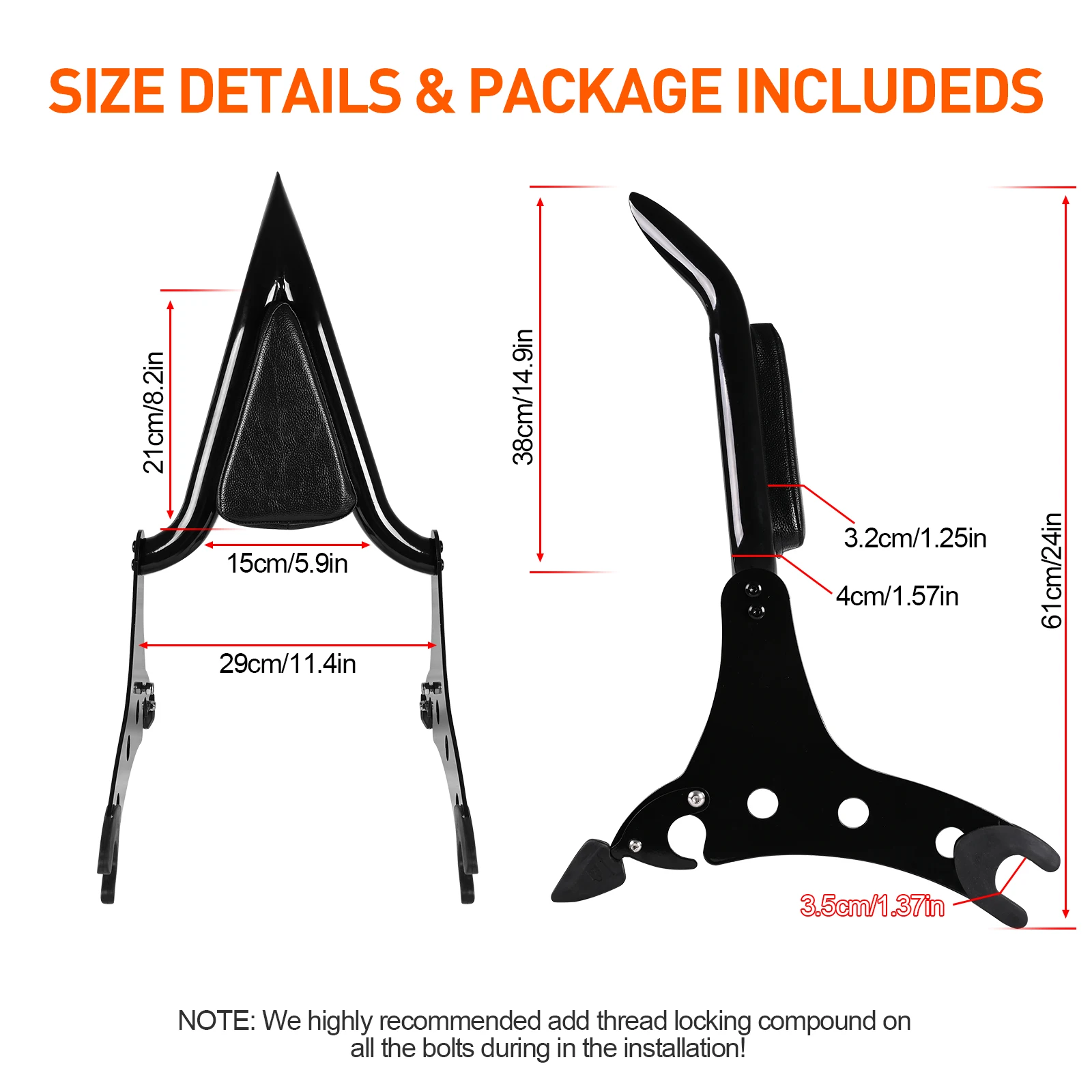 Motocycle Part Detachable Sissy Bar Passenger Backrest Rear Pad for Indian Chieftain Roadmaster Springfield Challenger 2014-2022
