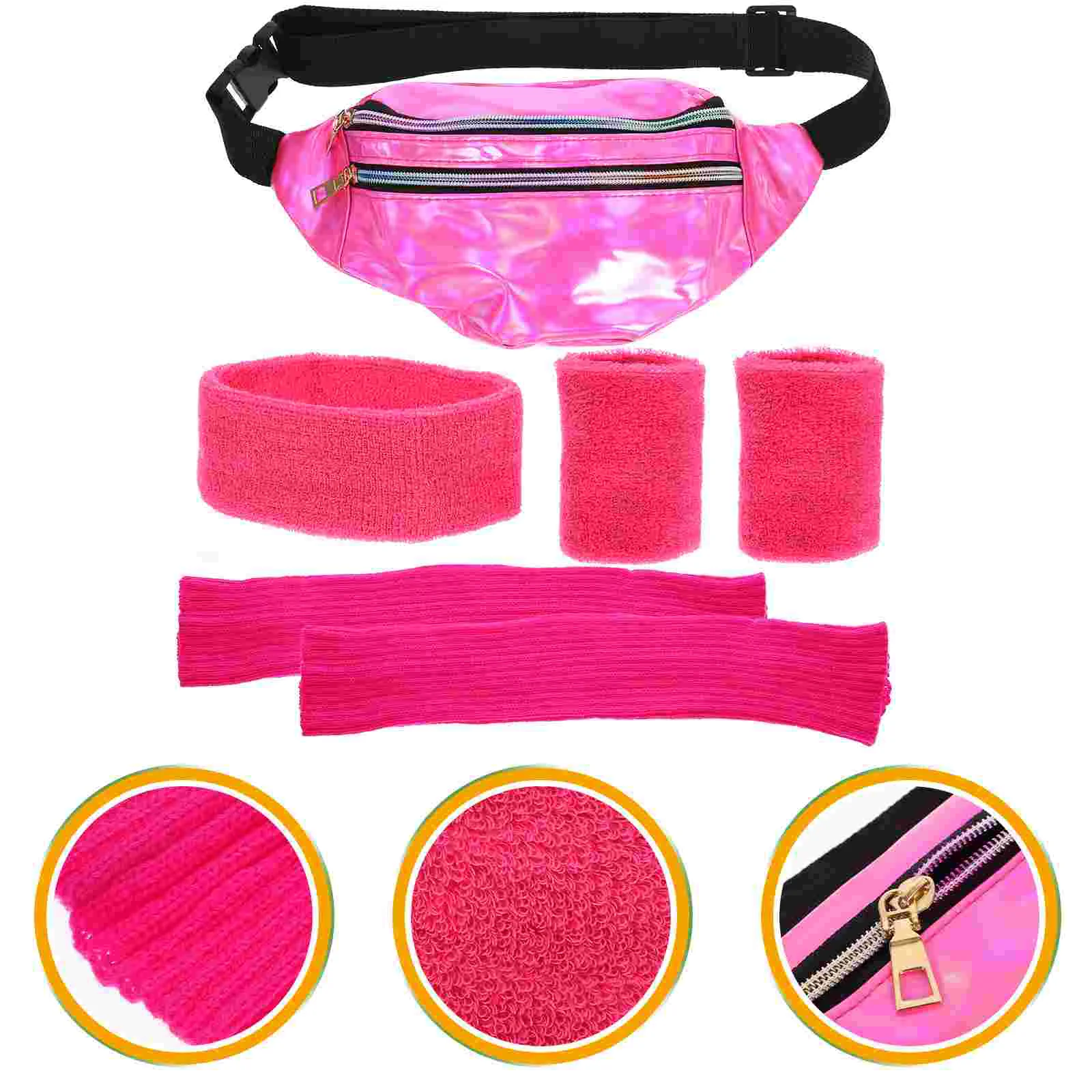 Juego de calentadores de piernas de neón, cintas para el pelo, diadema de maquillaje, calentadores, diademas deportivas de los años 80 para mujeres