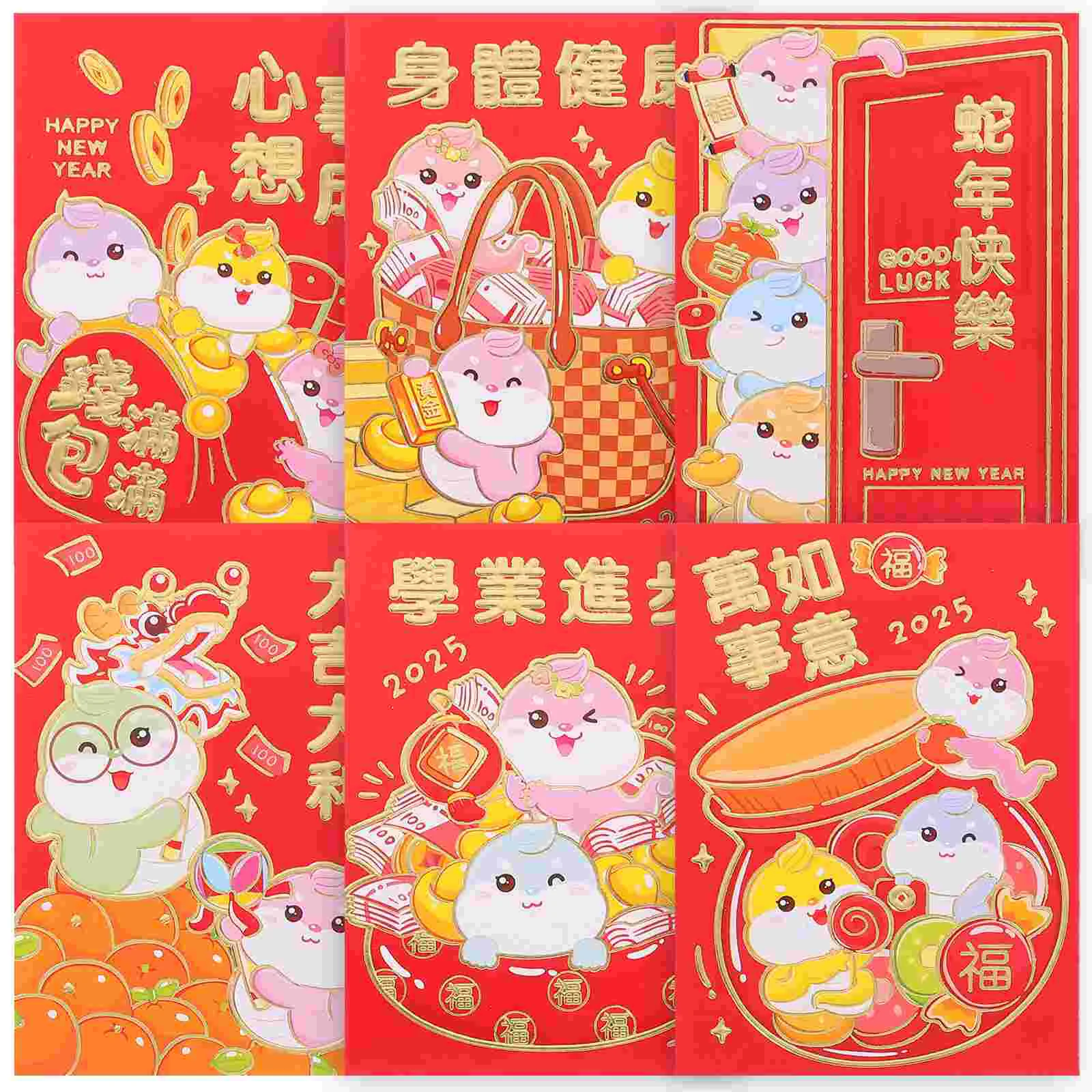 

36 Pcs Year of The Snake Red Envelope Chinese New Packets Three-dimensional Spring Festival Present