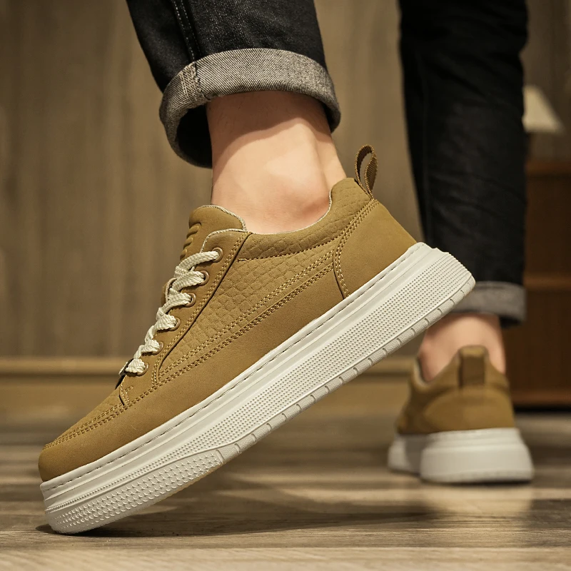 

Туфли для доски Модные мужские туфли на толстой подошве, увеличивающие рост, уличные туфли для отдыха на открытом воздухе, черные, коричневые, качественные, новые, Four Seasons