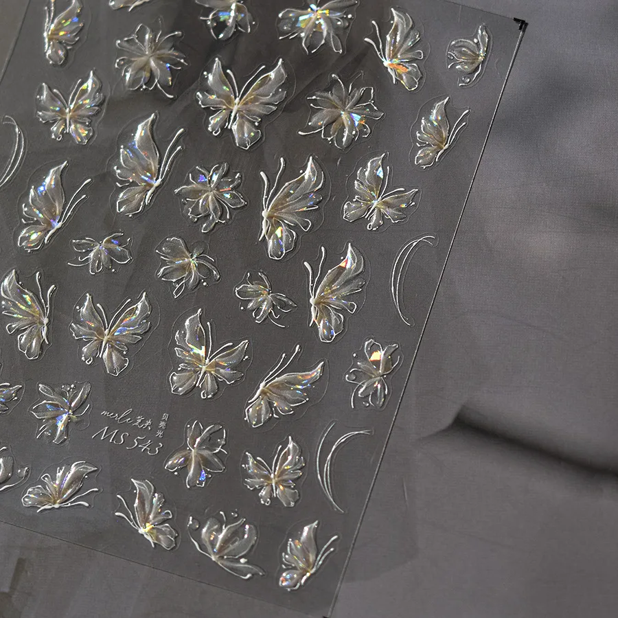 Glitzernde Schmetterlings-Nagelkunst-Aufkleber im japanischen Retro-Stil, selbstklebende Nageldekorationen, Abziehbilder, DIY-Zubehör, Kalko Vajки Mohamed