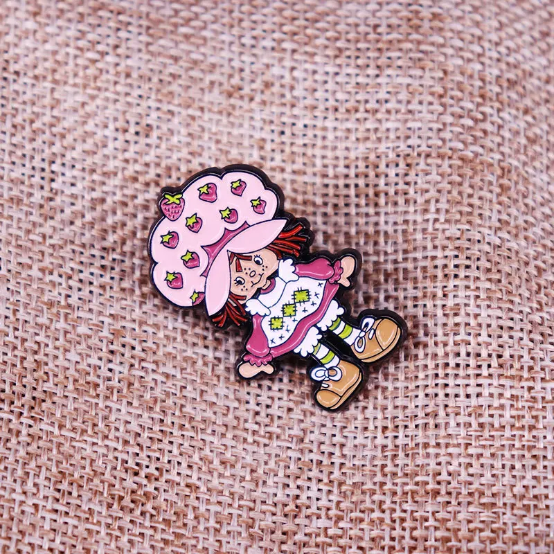 Strawberry Girl Enamel Pin Lapel Pin for Clothes Brooches on Backpack Briefcase Badge Jewelry Decoration Gifts for Friend