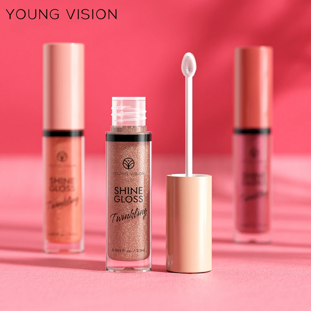 ヤングビジョン 7色リキッドリップグロス 長持ちグリッターリップグロス 保湿キラキラパールリップグロス メイクアップルック
