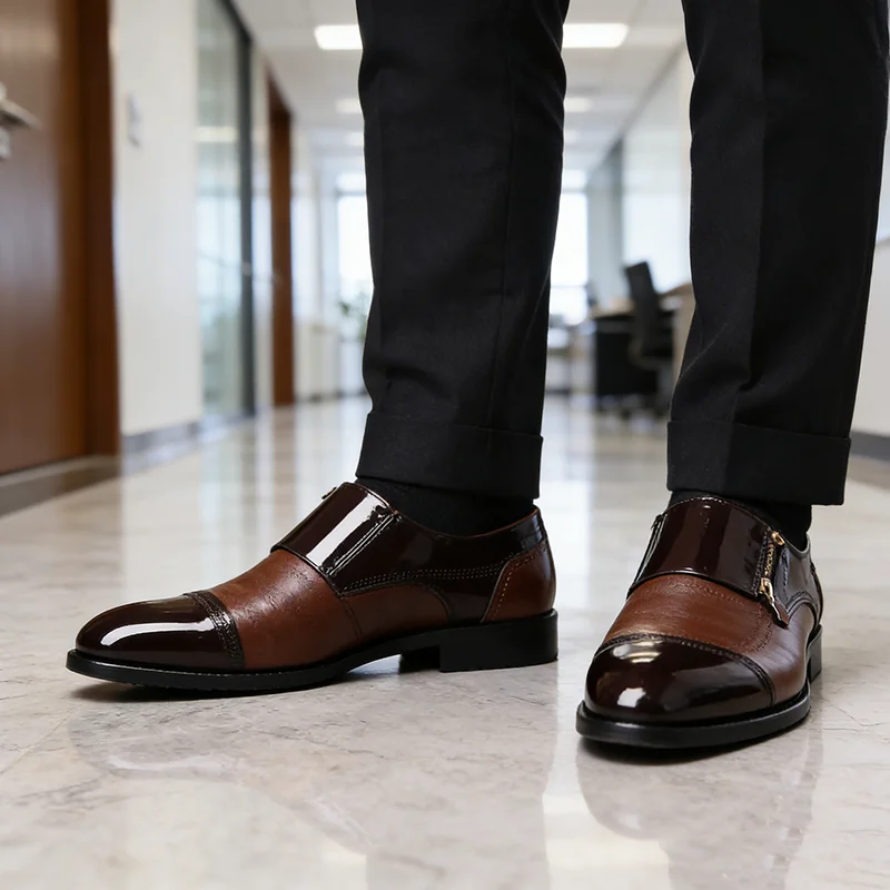 

1pair Large Size Breathable Men's Shoes Business Dress Pointed Shoes One Pedal Casual Shoes Wear-resistant Shock 38-50 Yards