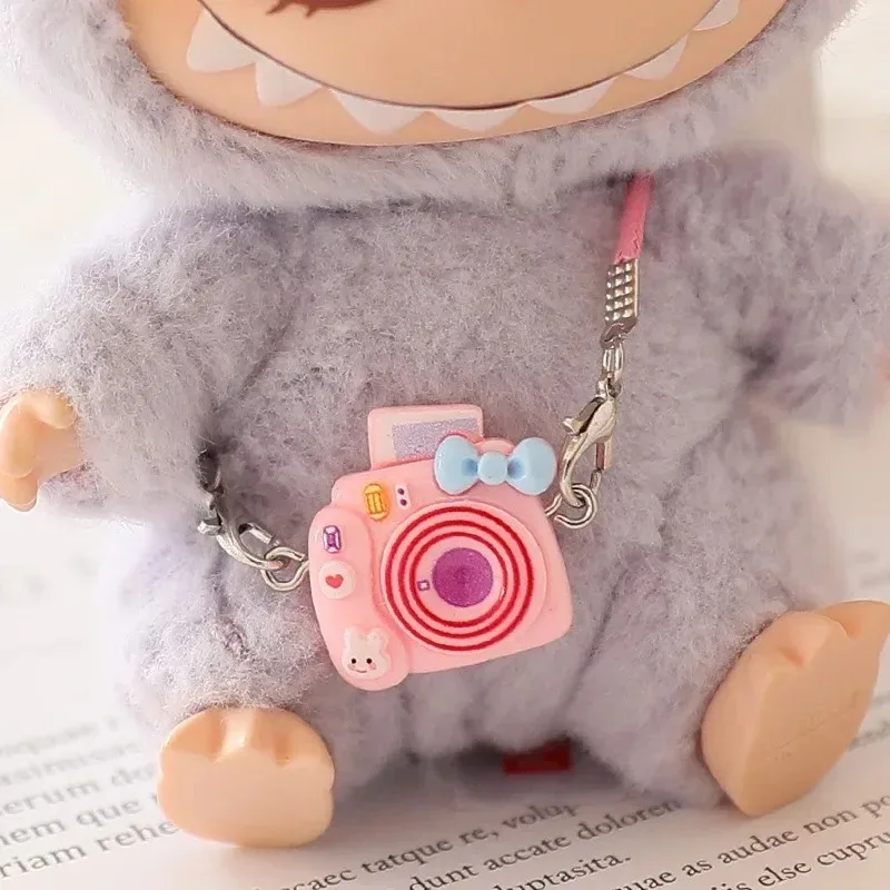 Mini DIY Camera Dress Up Plush Toy for 17cm Labubu Doll Accessories Dollhouse Hanging Neck Accessories Dollhouse Pendant