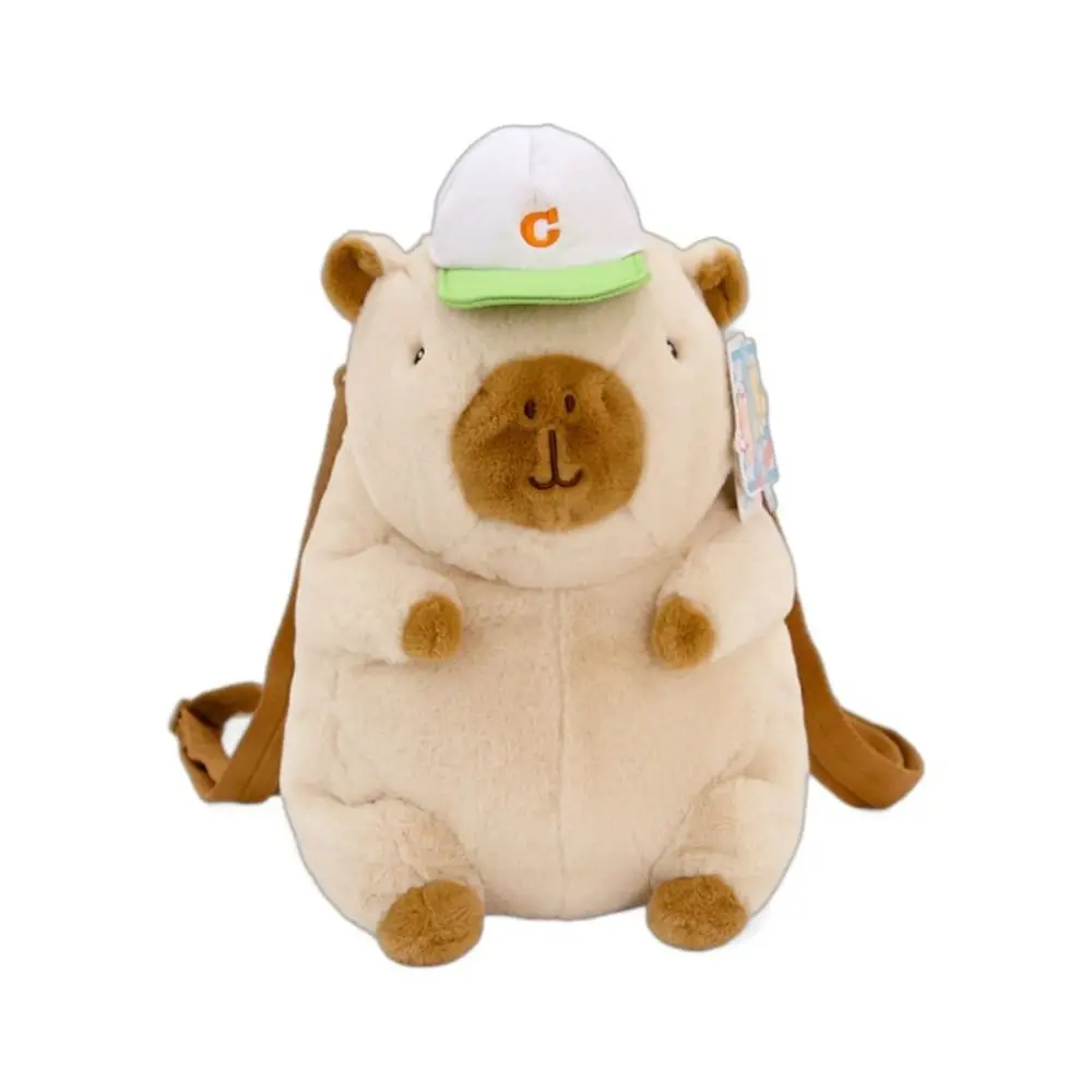 Animaux poupée sport Capybara sac à dos en peluche fermeture éclair peluche Capybara sac à bandoulière en peluche sac de rangement cosmétique porte-monnaie