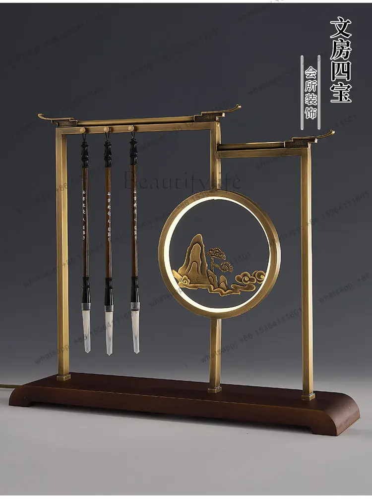 All-copper ornaments Four treasures of the study Pen, ink, paper, inkstone, study entrance Collection decorations