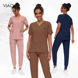 Scrubs Medical Uniforms Woman Breathable Thin Surgical Gown Women Dental Veterinary Clinic Medical Scrub Set Wholesale Work Wear