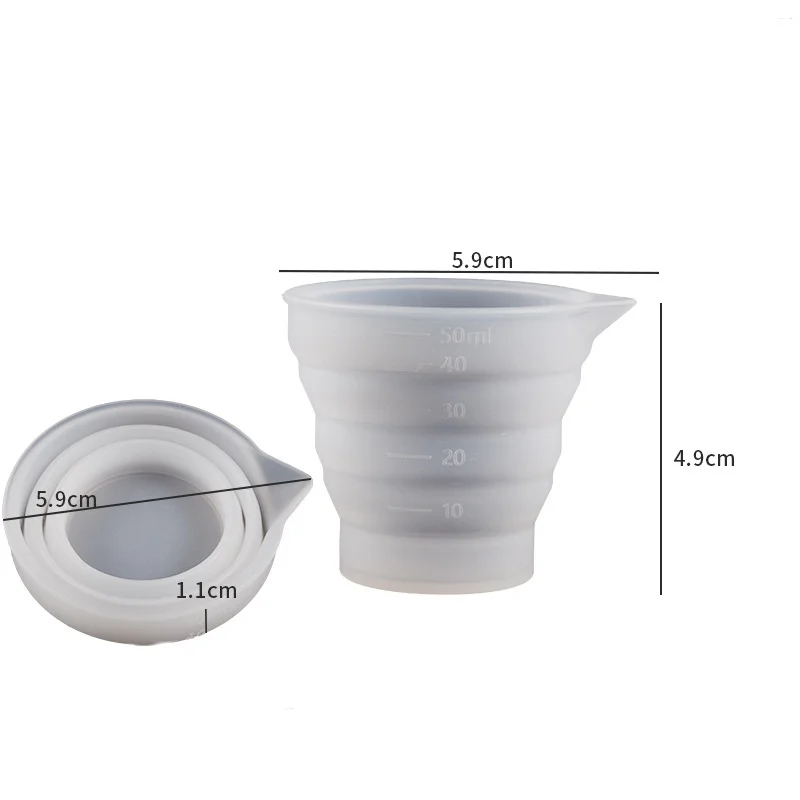Molde de taza plegable de silicona para dispensador de yeso, contenedor de boca larga para bricolaje, taza medidora de resina epoxi, herramienta de decoración del hogar