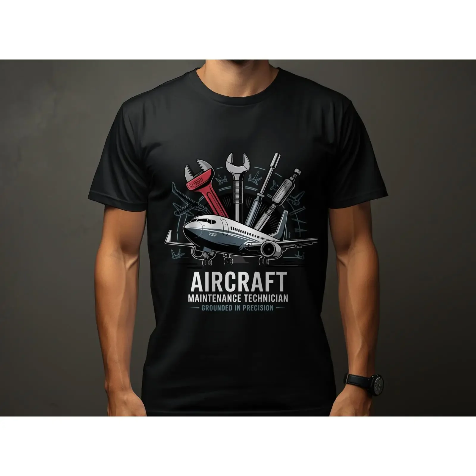 Aircraft Maintenance Technician T shirt Airplane Mechanics Aviation Tech School Apparel vintage Washed Unisex Breathable