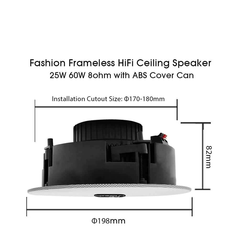 Passives Deckenlautsprechersystem für den Innenbereich, 8 Ohm, 25-W-Stereo-Sound, PA-Koaxiallautsprecher, öffentliche Adresse für Hintergrundmusik zu Hause