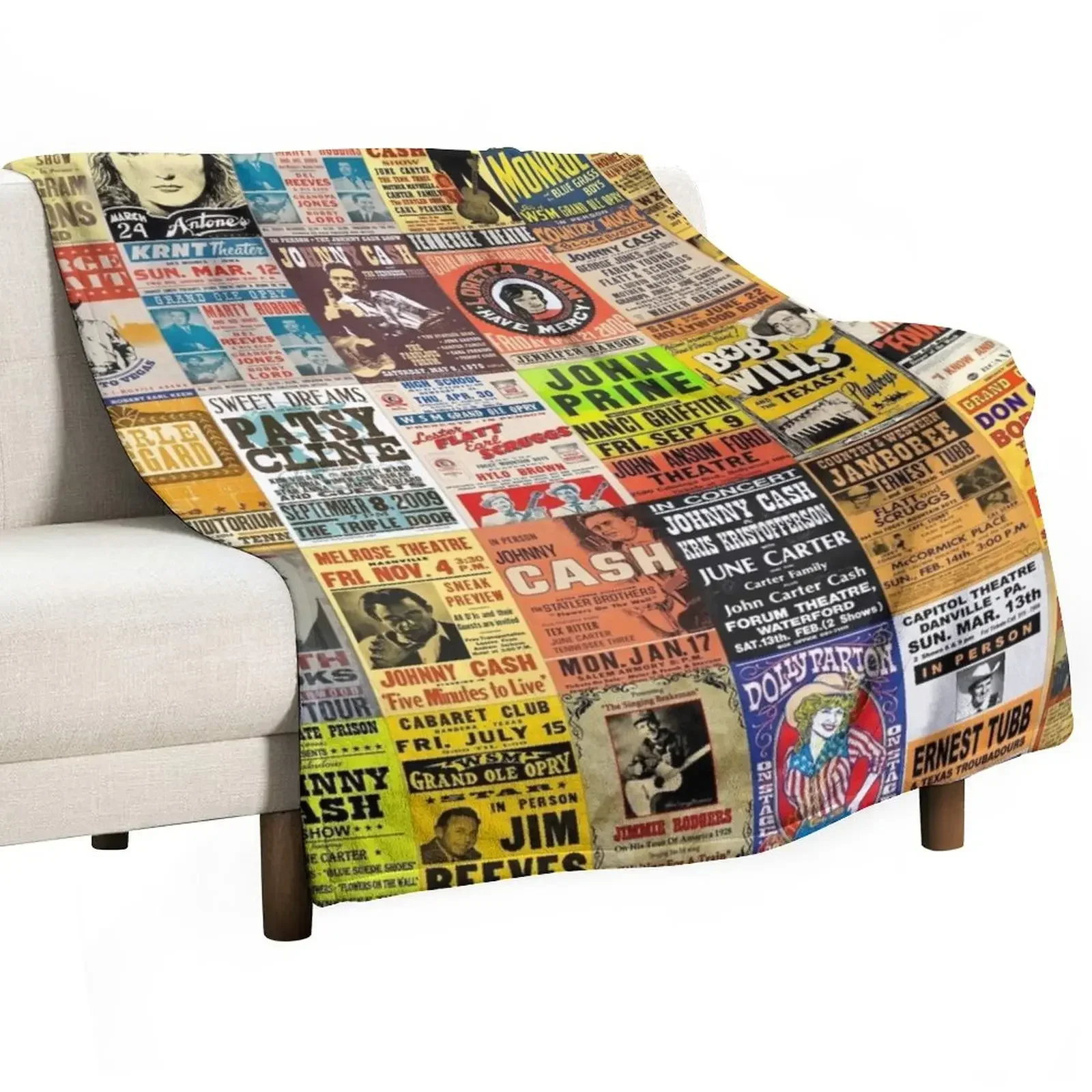 Country Music Posters Throw Blanket Loose Plaid on the sofa Blankets