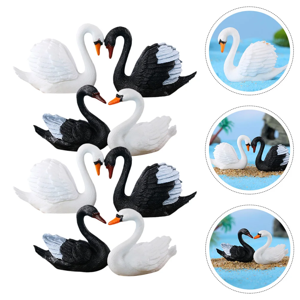 

8Pcs Black White Swan Couple Decorative Figurines Romantic Ornament Wedding Anniversary Gift Cartoon Couple Swan Statue