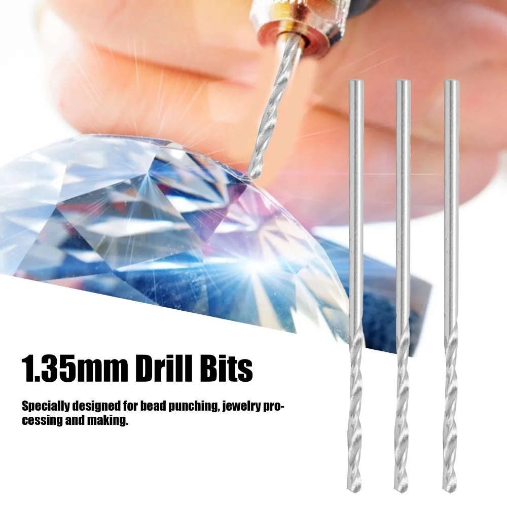 10pcs High-Speed Steel Twist Drill Bits Uncoated Bright Finish 118° Point Angle Straight Shank Drill Bits 1.3mm Diameter
