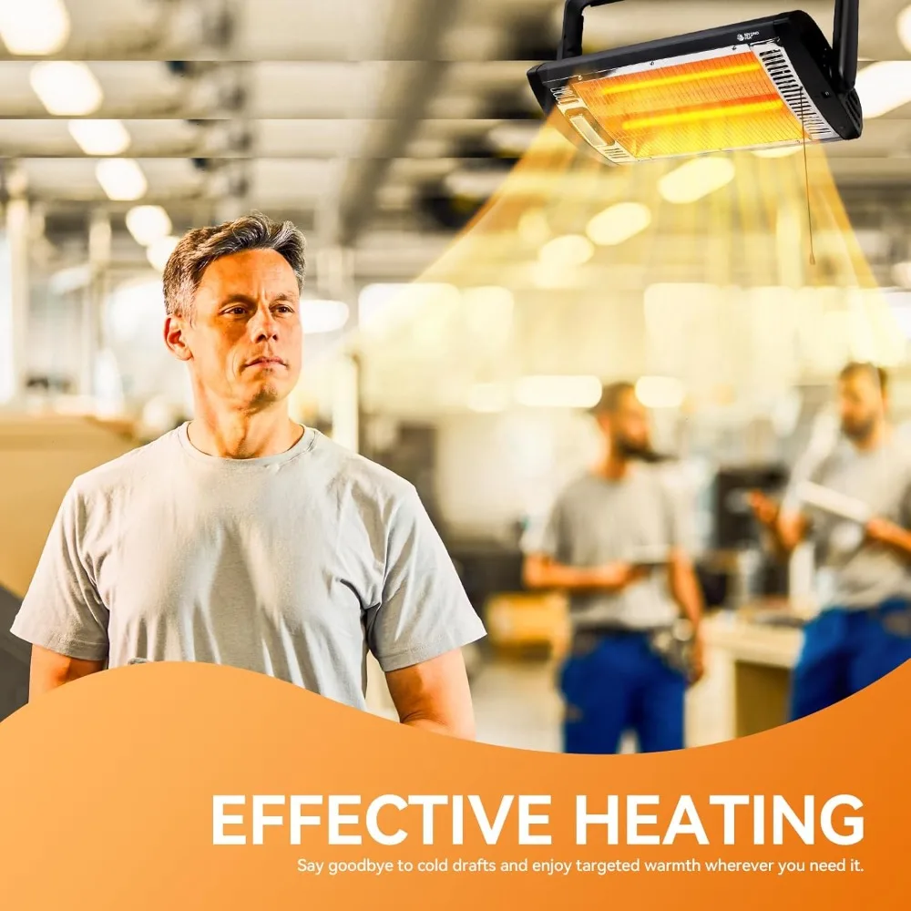 سخان جراج كهربائي مثبت على السقف 120 فولت 750 وات 1500 وات سخان مشع كوارتز مزدوج لفناء المتجر مع ارتفاع مائل قابل للتعديل #5