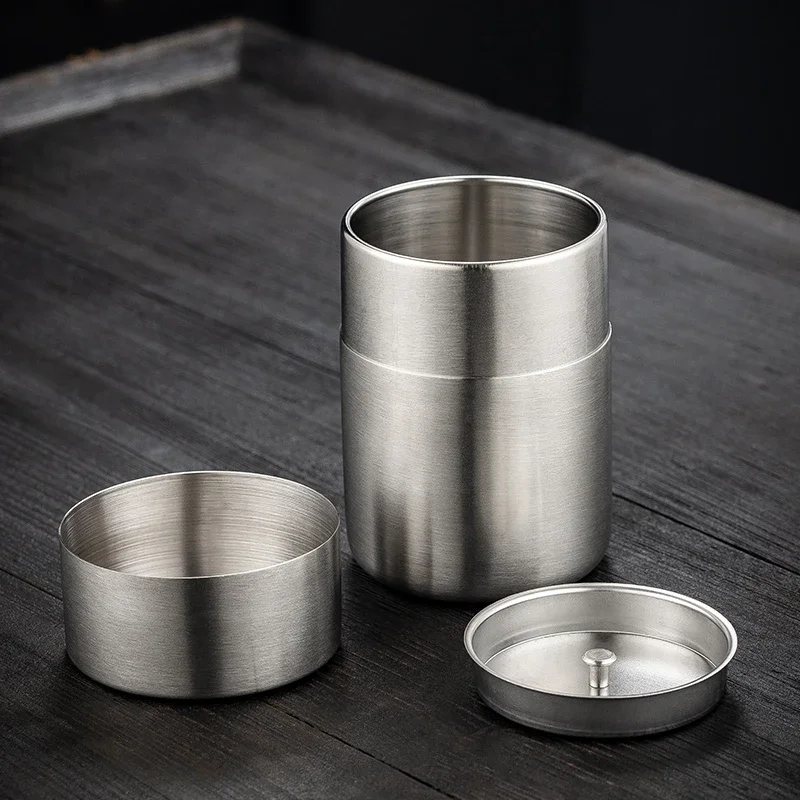 High-End 304 Stainless Steel Tea Leaf Storage Canister Sealed Convenient Small Size Tea Packaging Box Tea Storage Jar