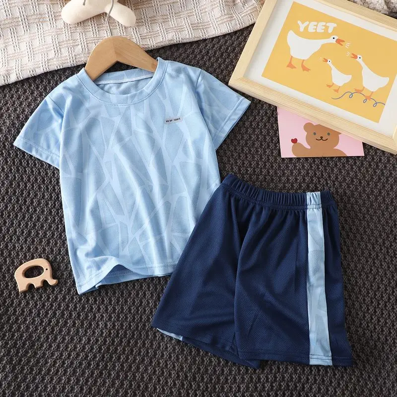

Kids Summer Quick Drying Ventilate Mesh 2pcs T-shirts+pants Sports Suits 18m-11years Boys Girls Fashion Outfits Pajamas Clothing
