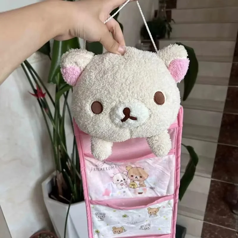 Kawaii Rilakkuma Hanging Multi-Layer Storage Bag Jewelry Miscellaneous Large Capacity Storage Bedroom Home Furnishing Decoration