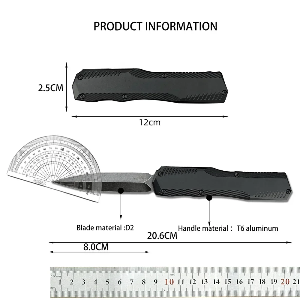 KS 9000 Pocket Knife Black Stonewashed D2 Blade T6 Aluminum Handle Outdoor EDC Camping Hiking Survival Hunting Tools Gift