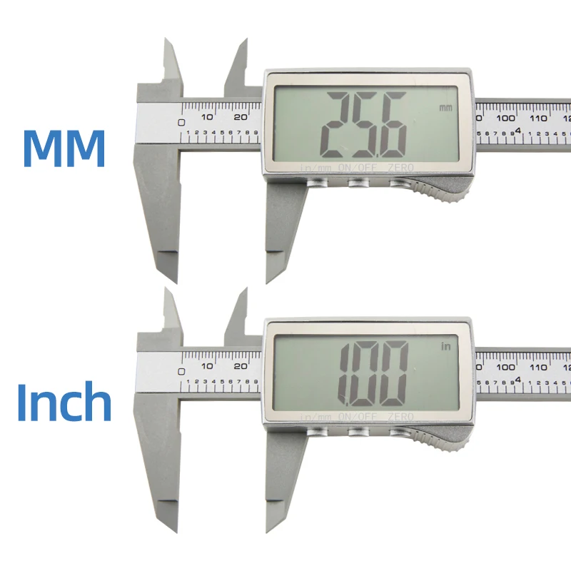Calibrador Digital de plástico de fibra de carbono, calibrador Vernier electrónico métrico, herramientas de carpintería, micrómetro, instrumentos de medición