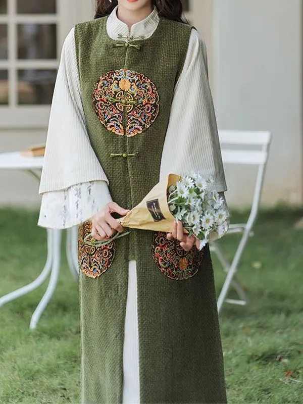 

New 2026 Winter plus Size Hanfu Improved Vest Chinese Sle Retro Dr Women's Faion Traditional Ethnic Clothing
