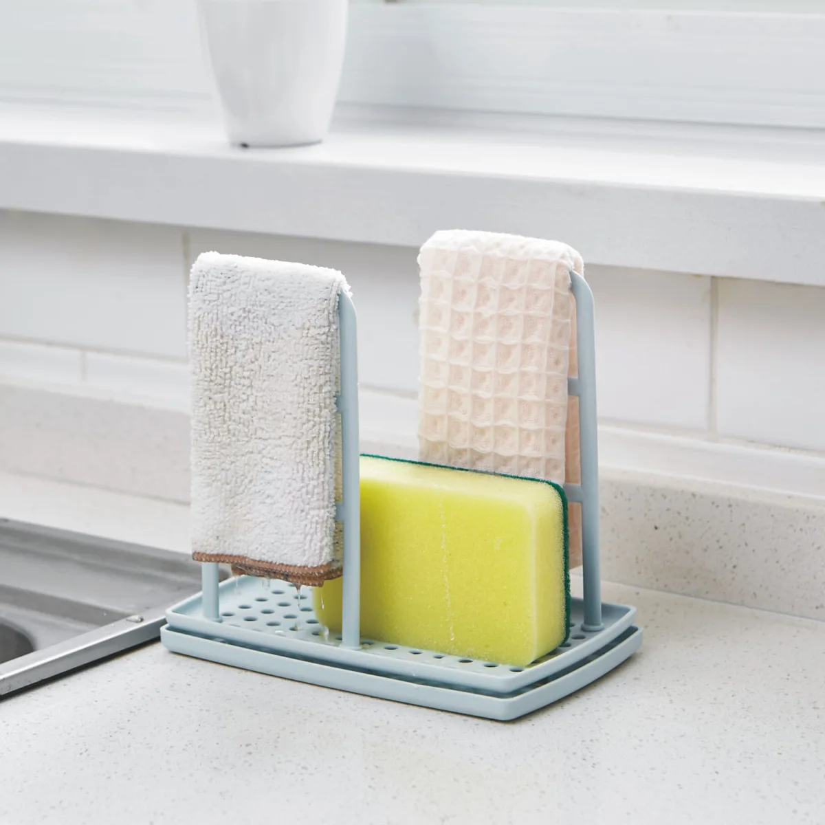 Kitchen Faucet Sink Sponge Rack Stand Plastic Sponge Towel Holder Scouring Pad Dishwash Kitchen Organizer Cloth Drain Basket