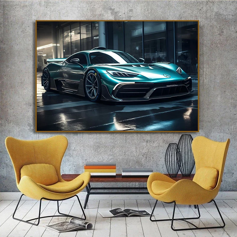 Black Industrial Style Mercedes AMG Nissan GTR Car Poster Luxury Car Canvas Painting Wall Art Picture Room Modern Home Decor