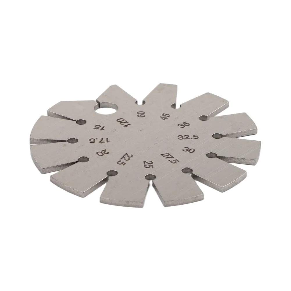 Silver Stainless Steel Angle Protractor 70mm Diameter With Keychain Hole For Quick Edge Check And Carpentry Measurement Device