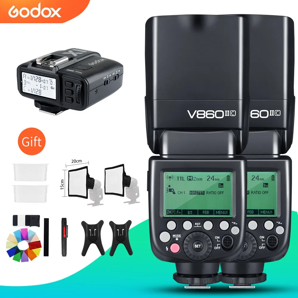 Godox 2x V860II-C V860II-N V860II-S V860II-F V860II-O 1/8000s TTL Flash Speedlite  X1T Trigger for Canon Nikon Sony Fuji Olympus