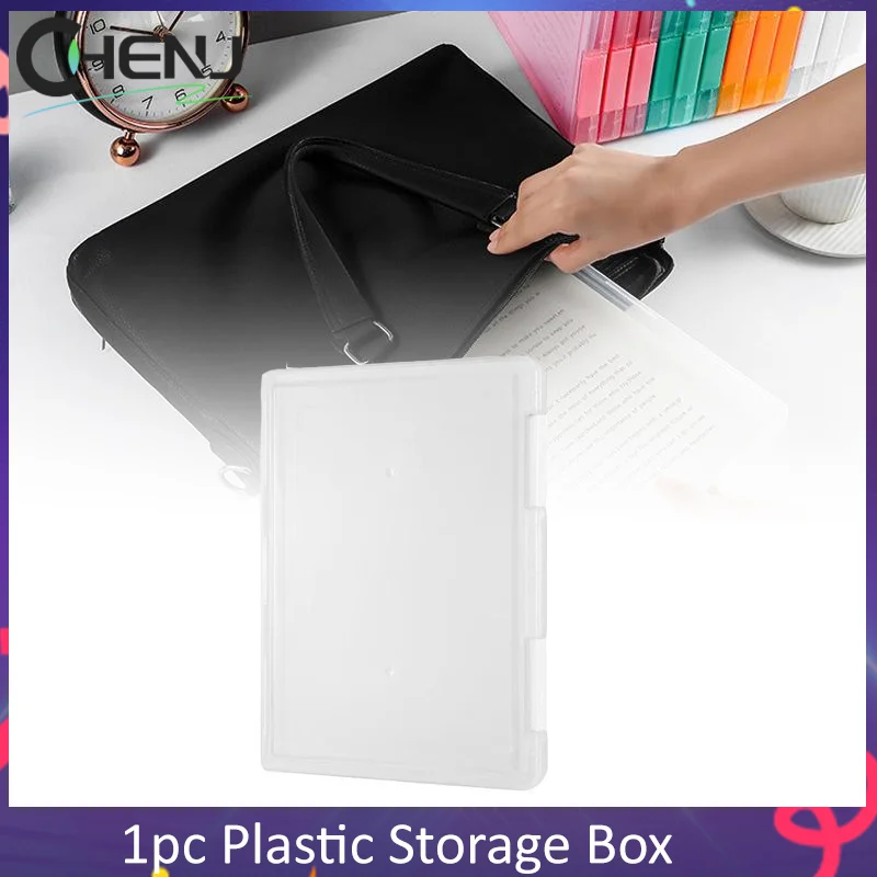 

1pc Multi-layer Portable File Box, Portable Transparent File Box, A4 Plastic PP File Box , Waterproof Contract Storage Box