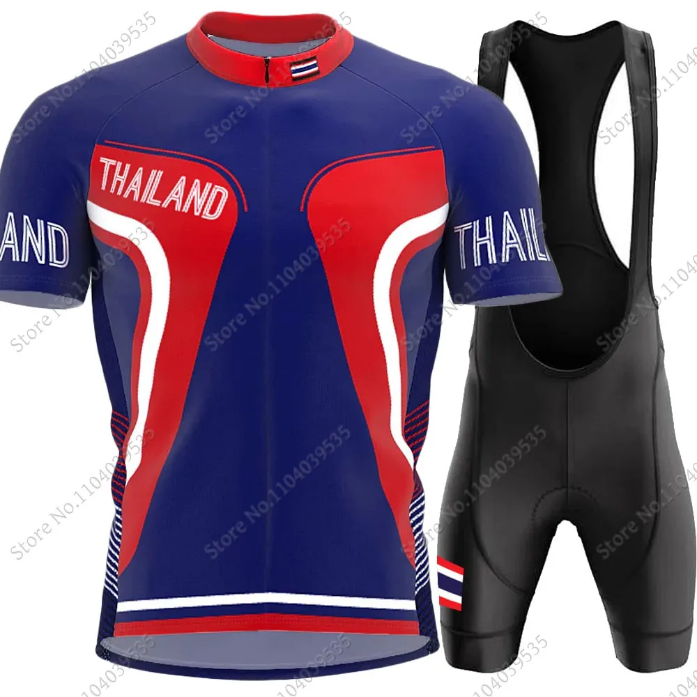 Clothing Thailand National Team 2024 Cycling Jersey Set Men Clothing Short Sleeve Road Bike Shirts Suit MTB Shorts Wear Maillot