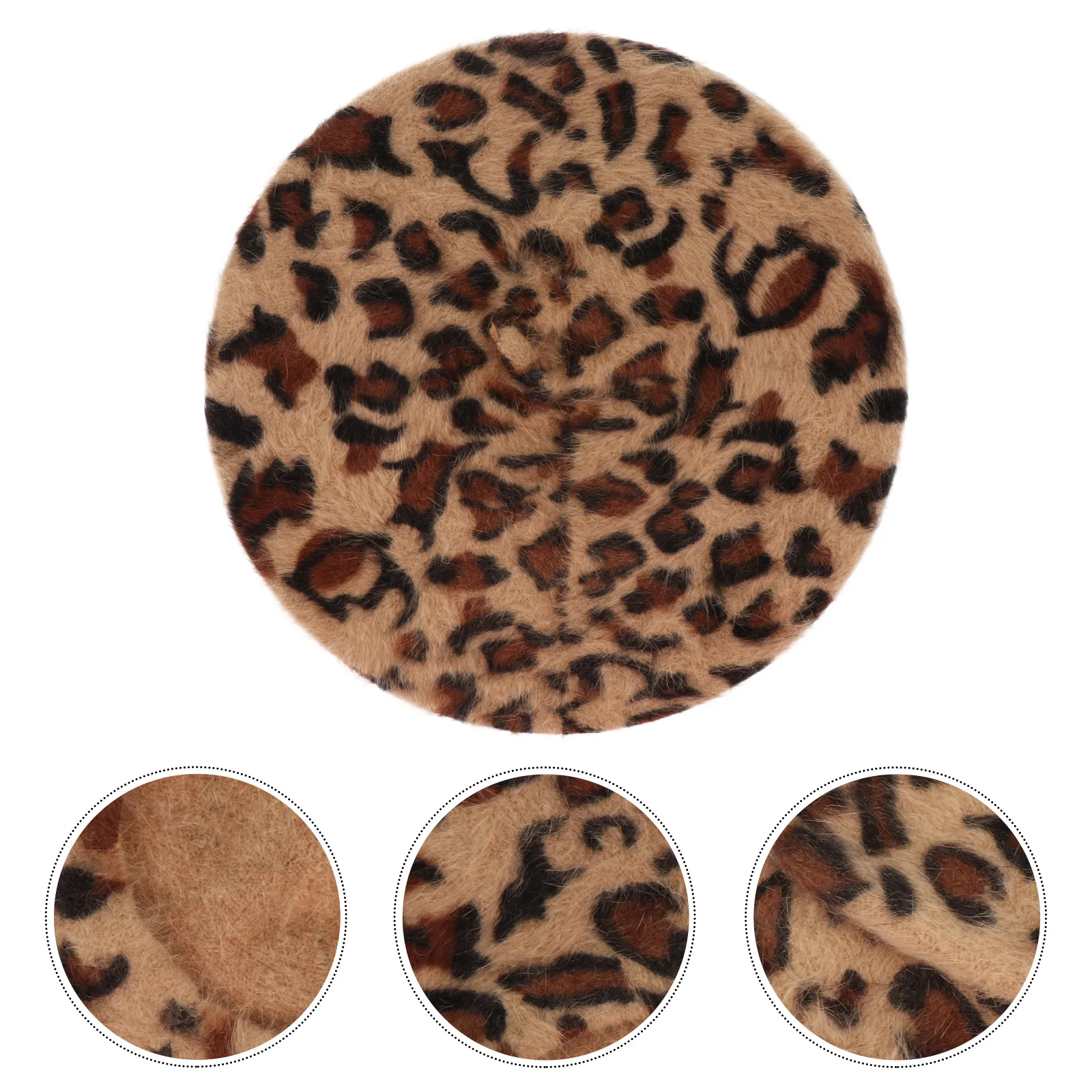 

Leopard Hats for Women Print Beret Fur Has Hairy Miss Gifts French Style Beanie Furry