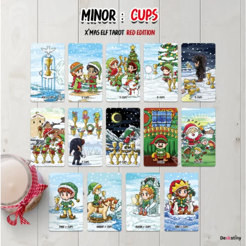 12*7cm X'mas Elf Tarot Red Edition