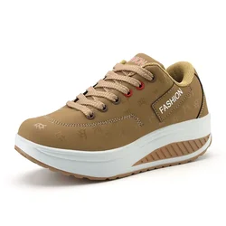 Sapatilhas plataforma com laço para mulheres, calçados esportivos casuais, mocassins cunha, plus size, moda outono