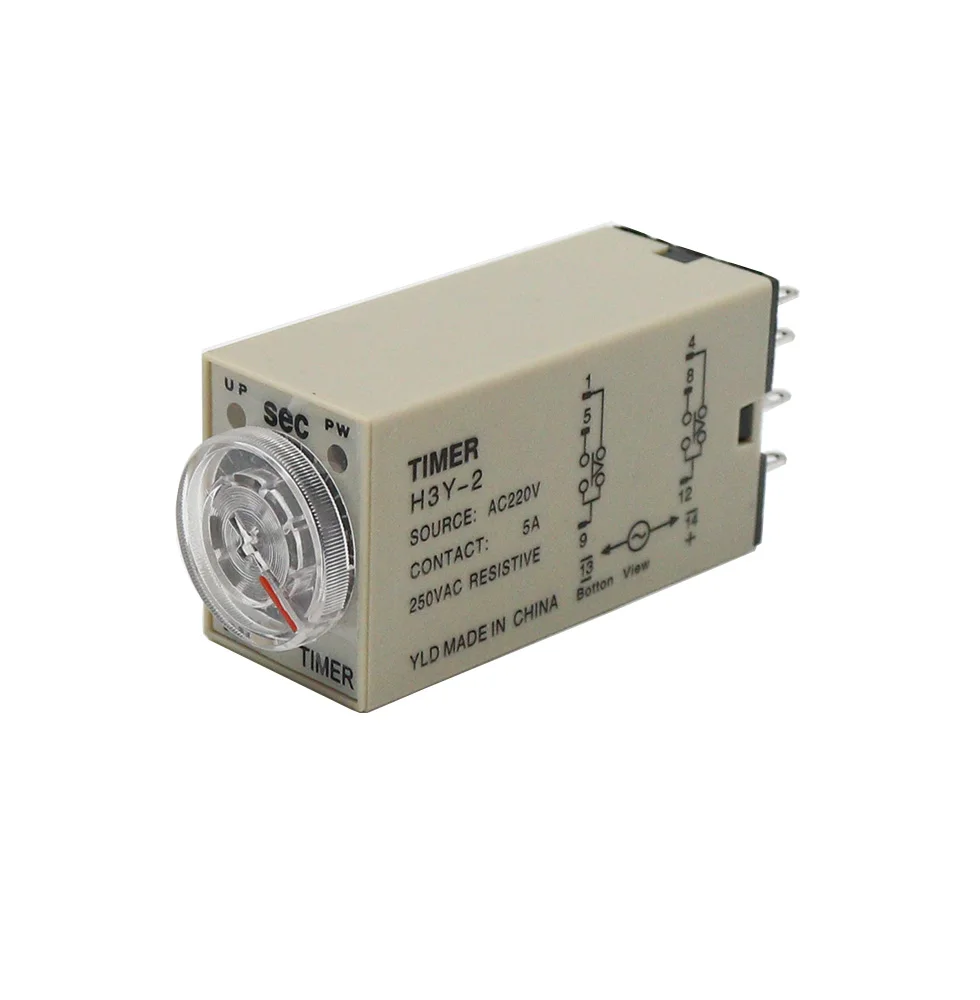 1pcs Power on Delay Time Relay H3Y-2  Small 8-pinDC12V24vAC220v Timer Switch 1S 3S 5S 30S 60S 5M 10M 30M 60M