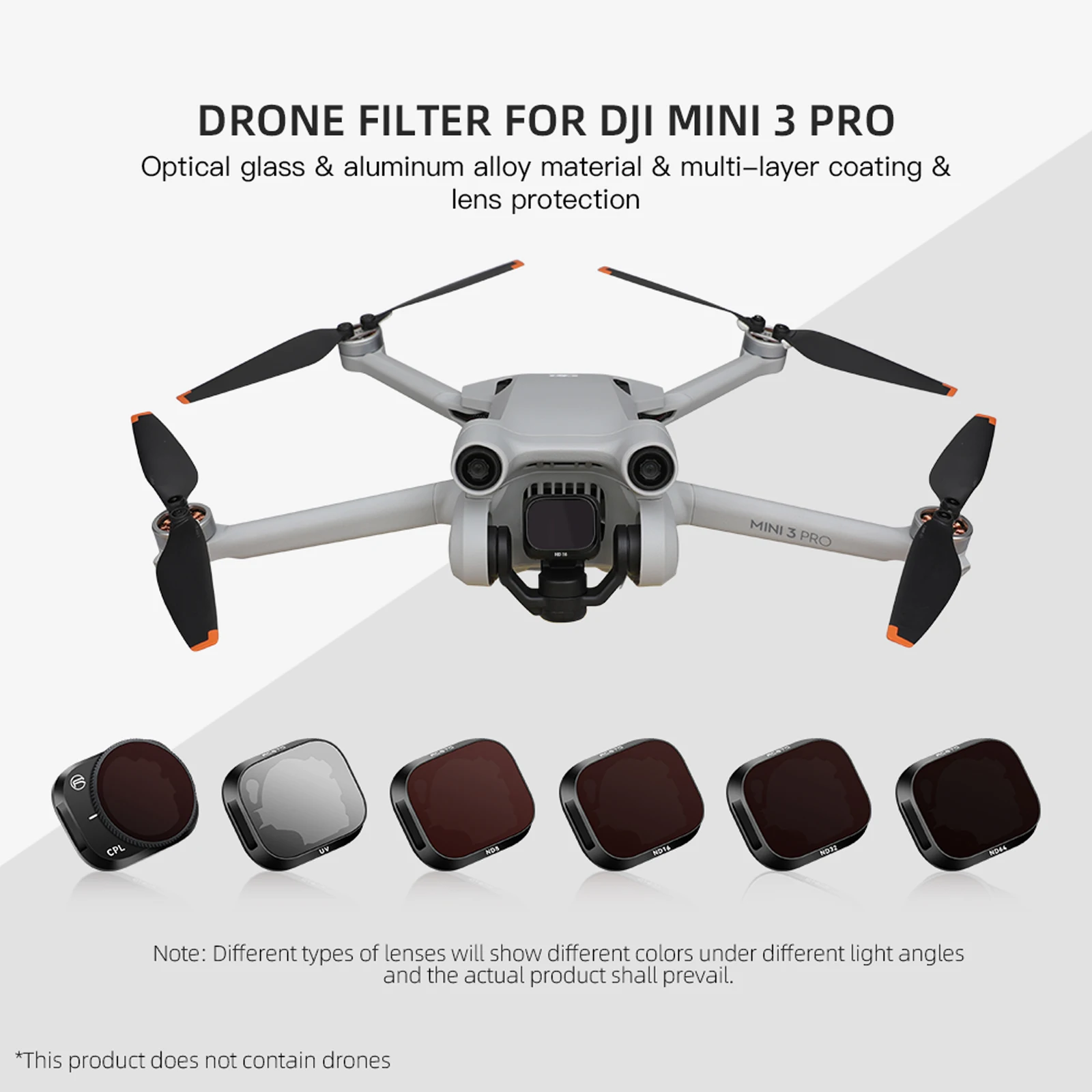 

Filter Lens for DJI Mini 3 Pro Drone Filter Aluminum Alloy Adjustable Light Reduction ND8/16/32/CPL Filter Accessories