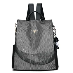 TRAVEASY 2023 Fashionable Versatile Backpack Female Sequin Shoulder Bag Retro Girl Large Capacity Single Or Double Strape Bag