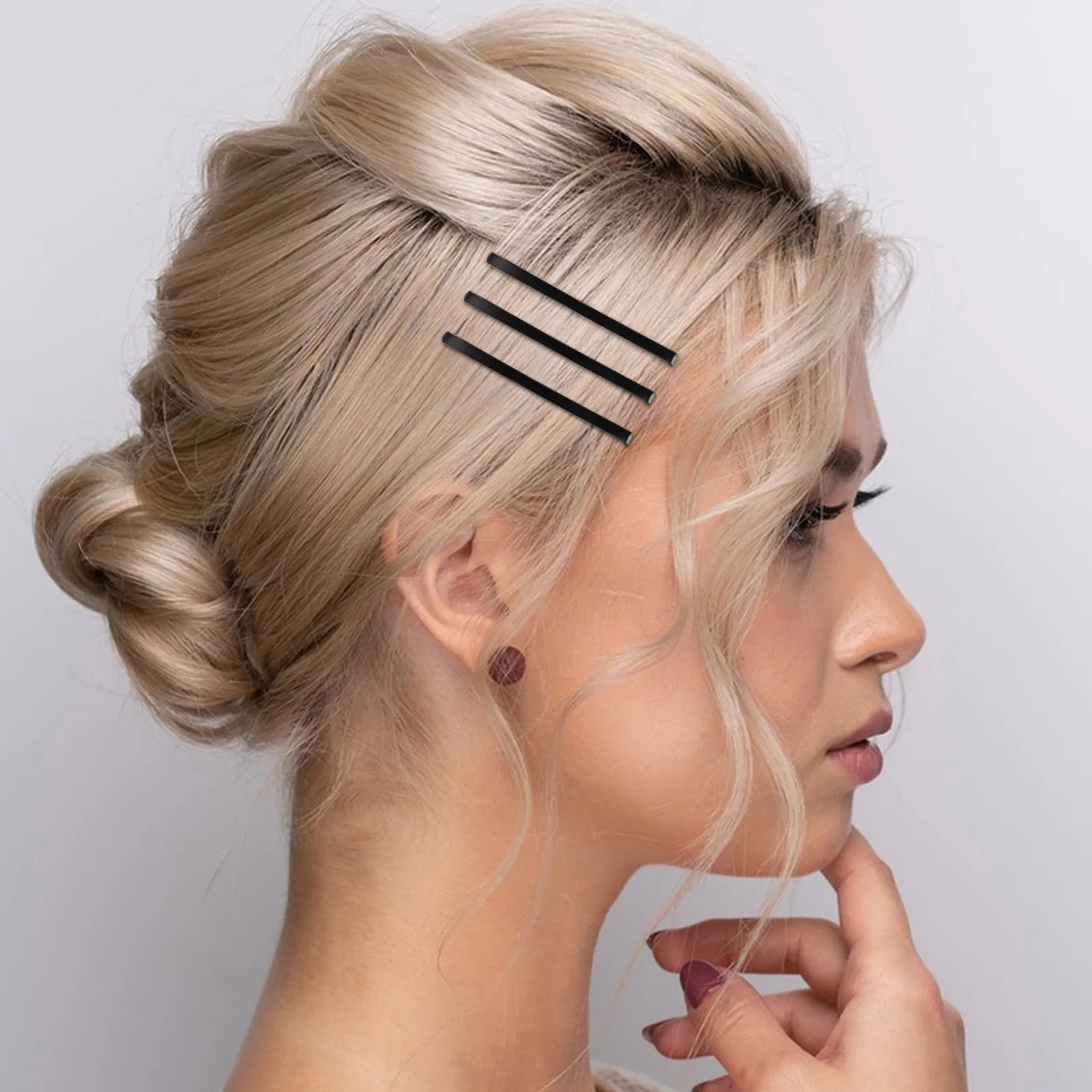 50Pcs Metal Hair Clips Black Blank DIY Bobby Pins for Women Hair Styling Accessories Craft Supplies Travel Gym Portable