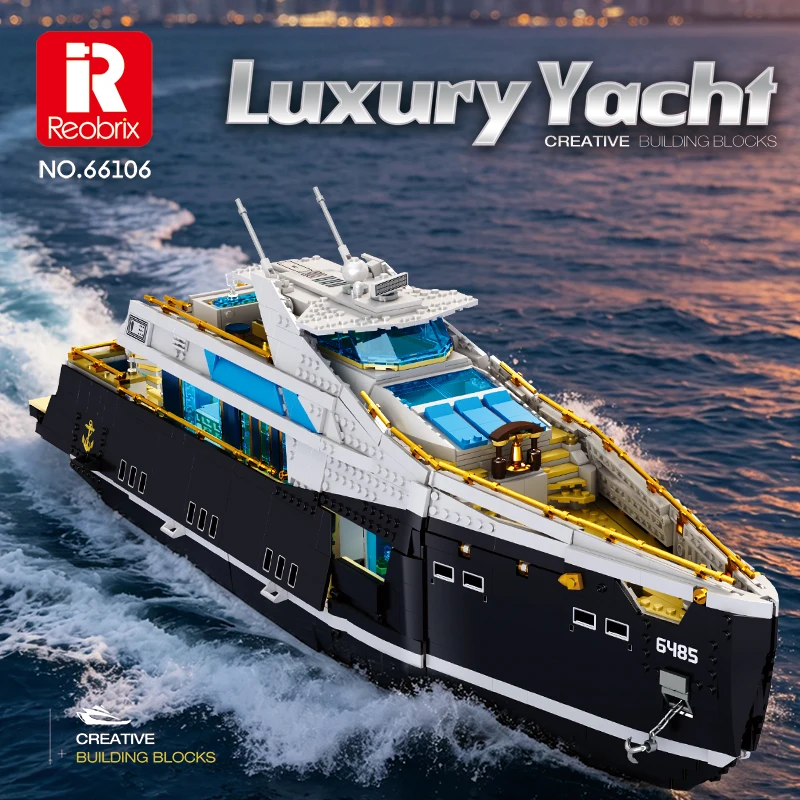 NEW 66106 4457Pcs Giant Luxury Yacht Building Blocks Assembly Model Bricks Desktop Ornaments Kids DIY Toys Adult Holiday Gifts