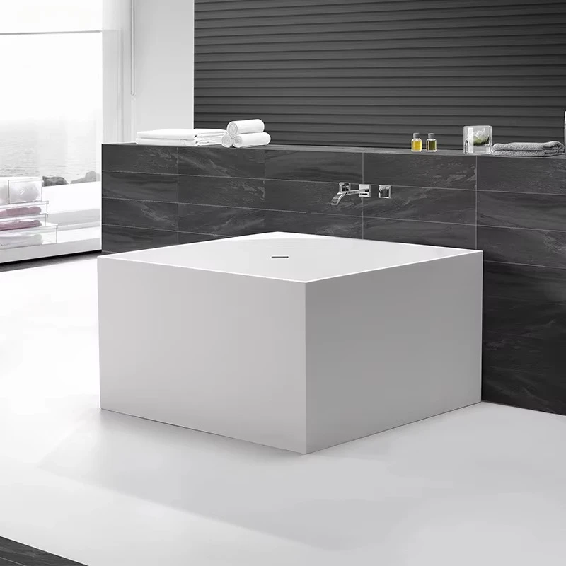 Free-standing Japanese soaking tub Corner single bathroom Square soaking tub