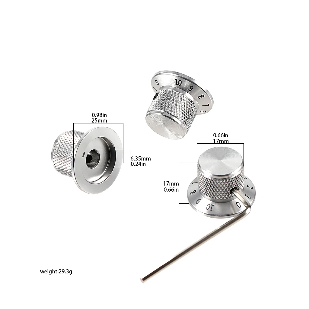 

Нескользящие ручки управления гитарой, комплект из 3 шт. — алюминиевые ручки с фиксирующими винтами для надежной и точной регулировки на гитаре/бас