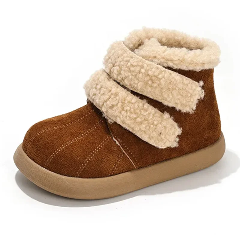 

Winter Kids Snow Boots Fleece Lined Warm Children Cotton Boots Soft Sole Anti-slip Ankle Boots for Boys Girls Toddler Outdoor