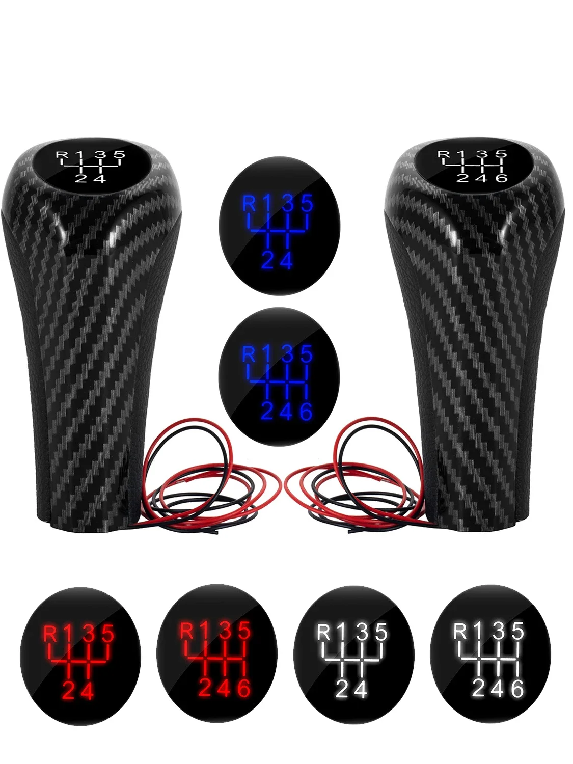 5 6 Speed Gear Shift Knob Red LED Light Shifter Lever Handball for BMW M E46 E90 E91 E92 E36 E82 E87 E88 F30 X1 X3 X5 ABS