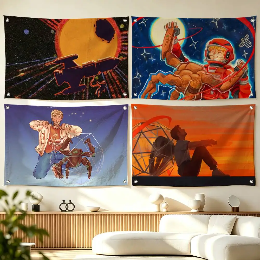 P-Project Hail Mary Sci-Fi Novel Chibi  Flag Suitable For Party Club Outdoor Interior Wall Decoration Banner Fans Gift